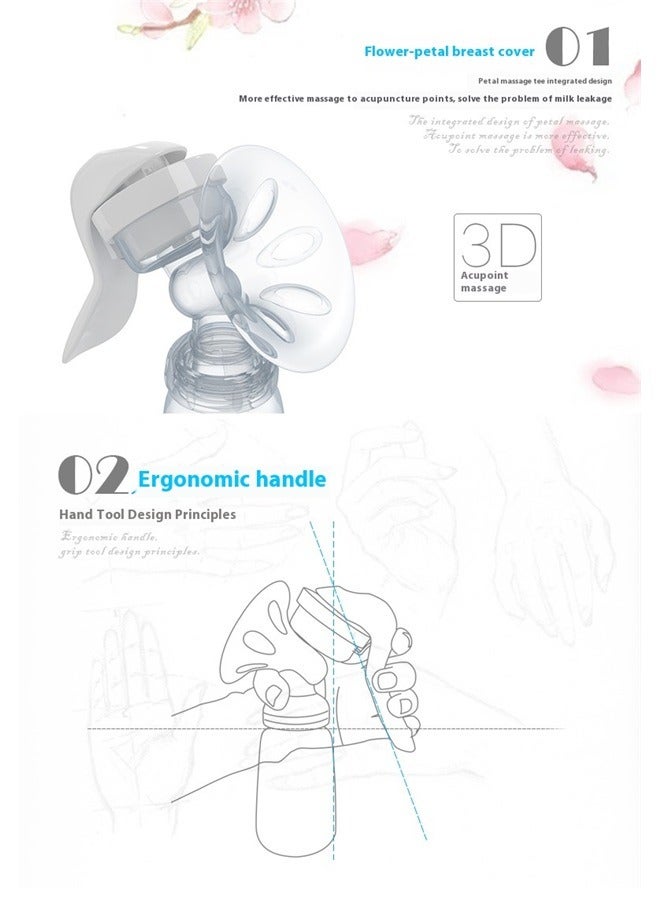 Double Manual Pump Set，Manual Breast Pump, Adjustable Suction Silicone Hand Pump Breastfeeding, Small Portable Manual Breast Milk Catcher Baby Feeding Pumps & Accessories, White, Mother’s Day Gifts - Image 5