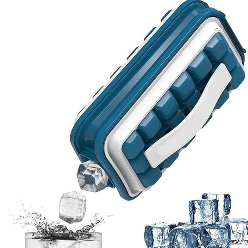 Ice Ball Maker Pop Out Ice Cube Tray Turquoise Color 36 Cells 2 In 1 Multi Function Folding Curling Ice Tray With Lid Leak Proof Design Quick Freezing Ice Mold For Cocktails Kitchen Bar Drinks
