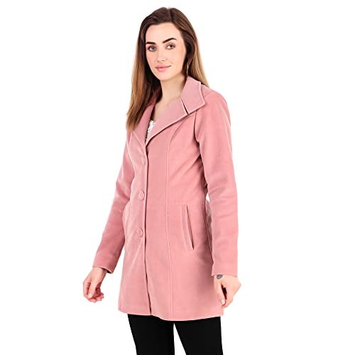 MUTEME Long Pink Winter Wear Velvet Jacket For Women-Medium - Image 4