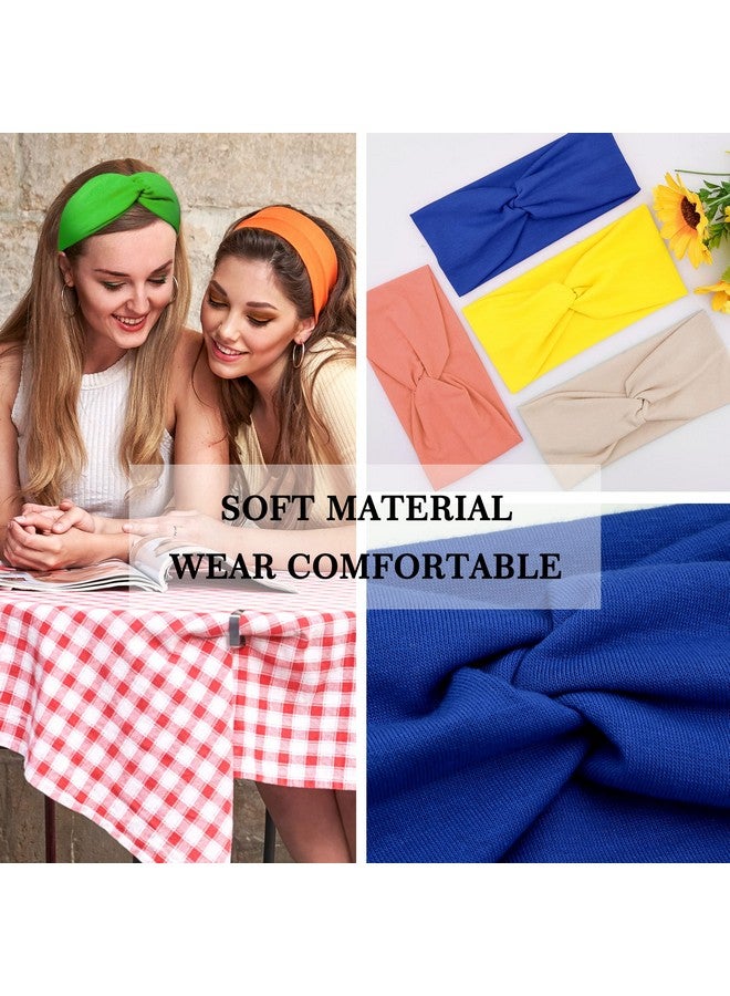 FEQO 21 Pieces Stretchy Headbands For Women Twist Headband Wide Turban Headband Elastic Fabric Headband Colorful Hair Wrap Workout Sport Yoga Headbands - Image 4