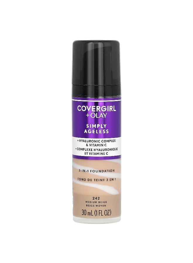 Covergirl, Olay Simply Ageless, 3-in-1 Foundation, 242 Medium Beige, 1 fl oz (30 ml)