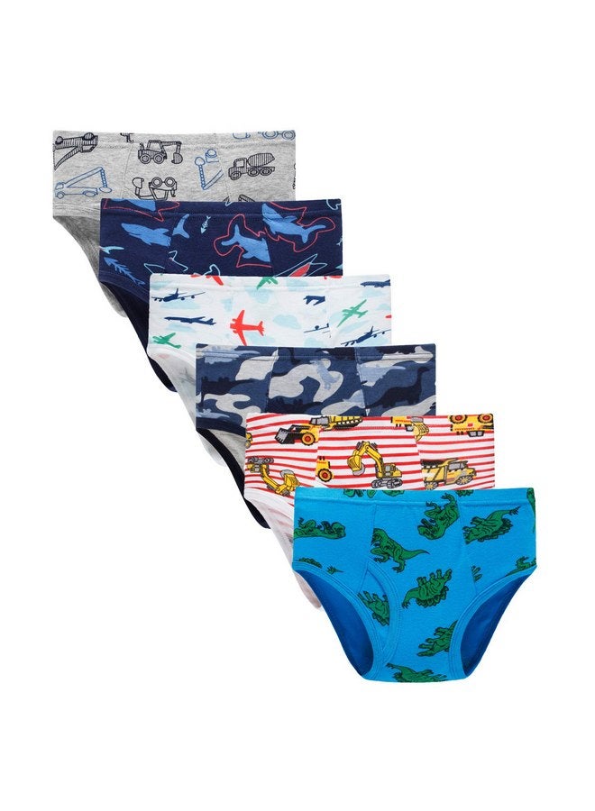 Boboking Little Boys Briefs Dinosaur Truck Toddler Kids Underwear (Pack of 6) 3/4T Blue - Image 1