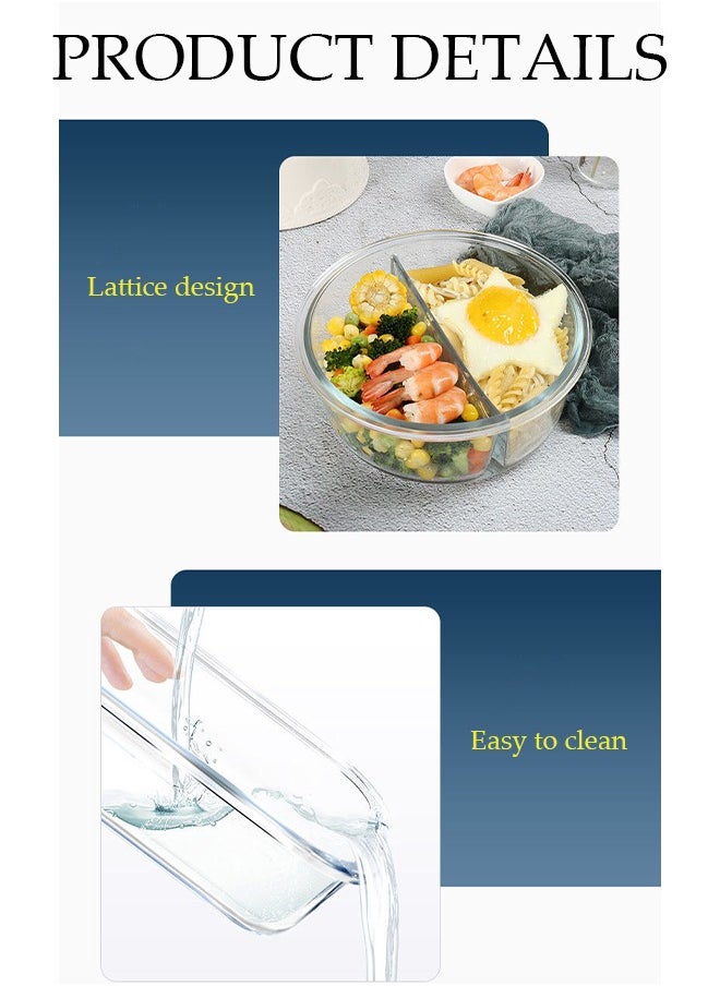 4 pcs glass kitchen meal preparation containers, round 480ml, with durable lock lids, meal preparation containers, lunch bags, children's and adult glass bento boxes, bento lunch boxes