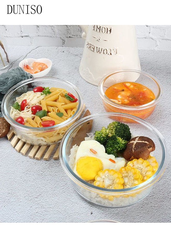 4 pcs glass kitchen meal preparation containers, round 480ml, with durable lock lids, meal preparation containers, lunch bags, children's and adult glass bento boxes, bento lunch boxes