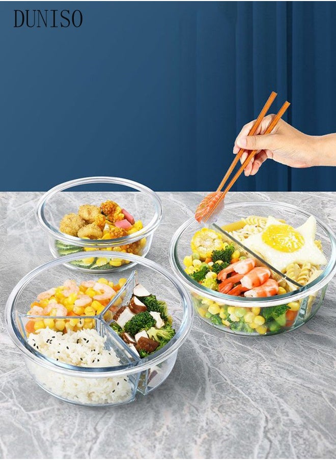 4 pcs glass kitchen meal preparation containers, round 480ml, with durable lock lids, meal preparation containers, lunch bags, children's and adult glass bento boxes, bento lunch boxes