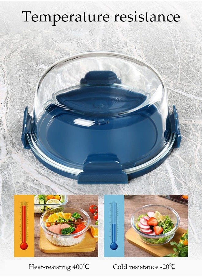 4 pcs glass kitchen meal preparation containers, round 480ml, with durable lock lids, meal preparation containers, lunch bags, children's and adult glass bento boxes, bento lunch boxes