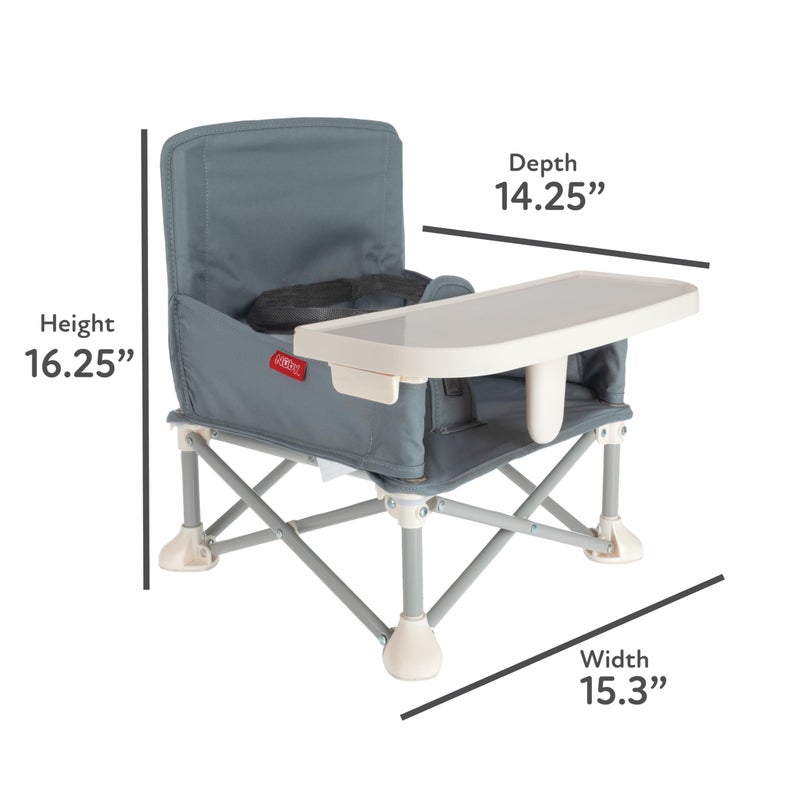 Nuby Pop-Up Booster Seat with Removable Tray - 6+ Months - Portable Booster Seat for Floor for Indoor/Outdoor Use - 3-Point Safety Adjustable Straps - Summer Travel Essentials - Gray - Image 4