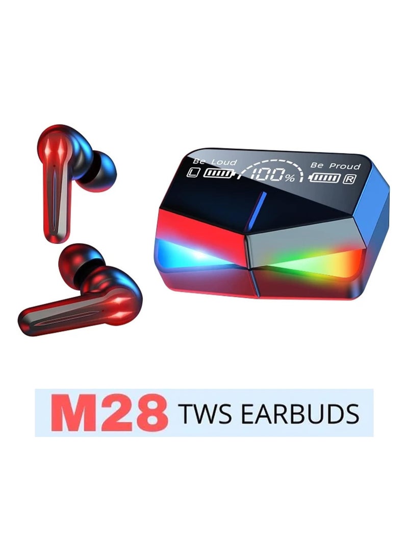 Generic - M28 Wireless Earbuds TWS Bluetooth 5.1 Gaming Monster Earphones | Touch Control Headphones Microphone Mirror Screen Mini LED Display - Excellent Sound Ensure Fast & Stable Connection Waterproof | AD - Image 1
