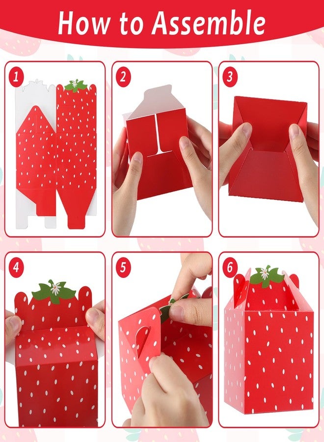 Justforjoyful مجموعة هدايا حفلات الفراولة والأقحوان من جست فور جويفول، 48 قطعة، علب هدايا الفراولة، علب حلوى عيد الميلاد الأول، أكياس هدايا لحفلات استقبال المولود، لوازم تزيين حفلات استقبال المولود، 3.5 × 3.5 × 3.5 بوصة - Image 4
