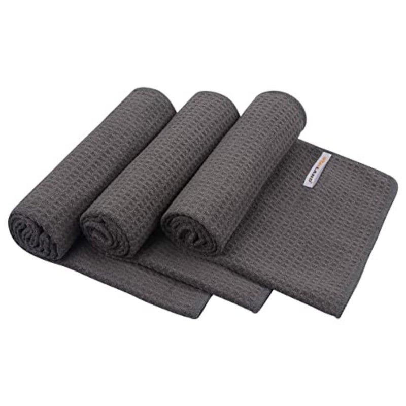Microfiber Gym Towels, 3 Pack 16Inch x 32Inch, Quick-Drying, Absorbent, Lightweight, Grey, Waffle Texture, Ideal for Gym, Sports, Travel and Outdoors - Image 1
