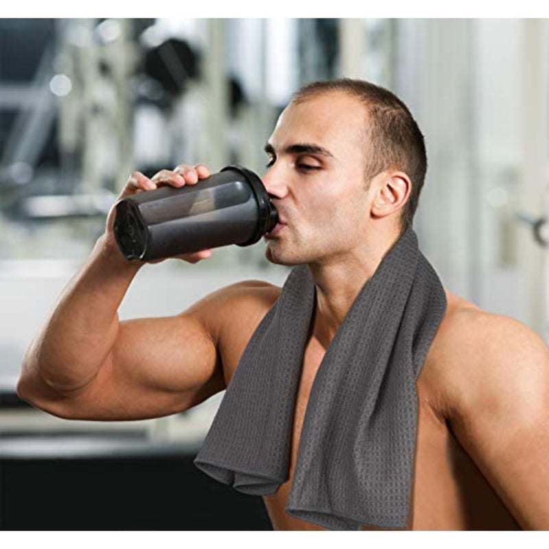 Microfiber Gym Towels, 3 Pack 16Inch x 32Inch, Quick-Drying, Absorbent, Lightweight, Grey, Waffle Texture, Ideal for Gym, Sports, Travel and Outdoors - Image 4