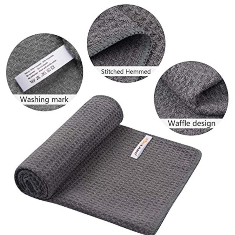 Microfiber Gym Towels, 3 Pack 16Inch x 32Inch, Quick-Drying, Absorbent, Lightweight, Grey, Waffle Texture, Ideal for Gym, Sports, Travel and Outdoors - Image 3