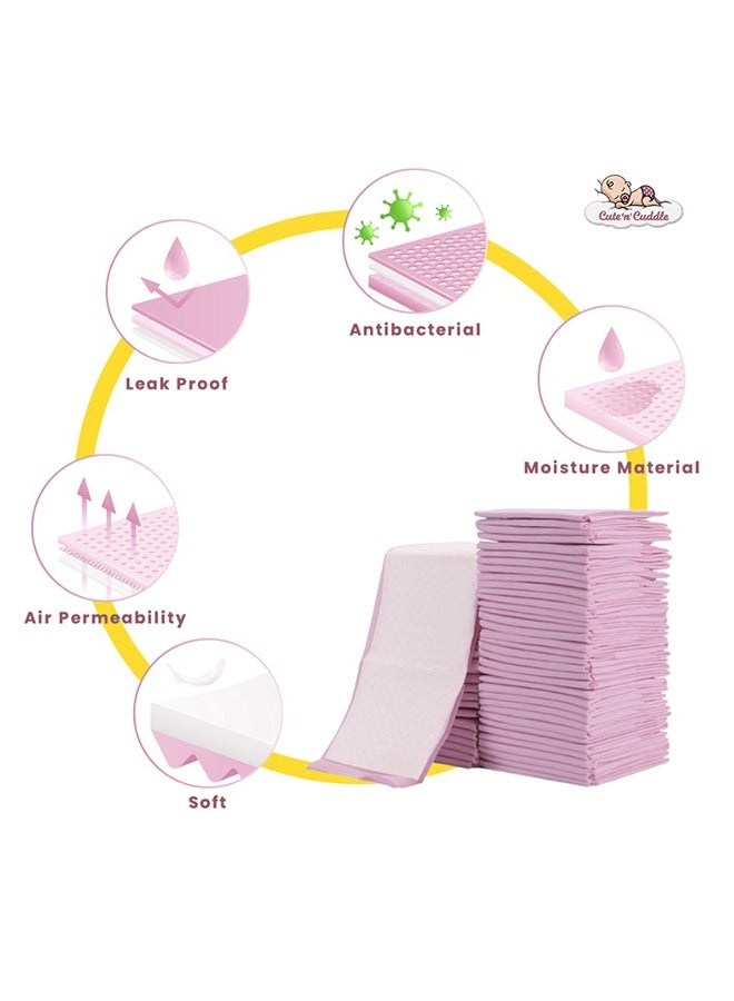 Cute 'n' Cuddle Pack Of 60 Disposable Changing Mats, Pink, 60 CM X 45 CM - Image 2