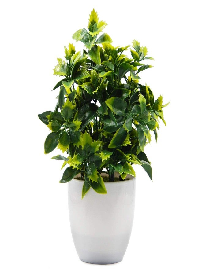OFFIDIX Artificial Plastic Mini Plants in White Pot,Desk Plant Artificial Flowers with Vase,Small Faux Plastic Plants for Home Kitchen Garden Office Indoor Decor - Image 1