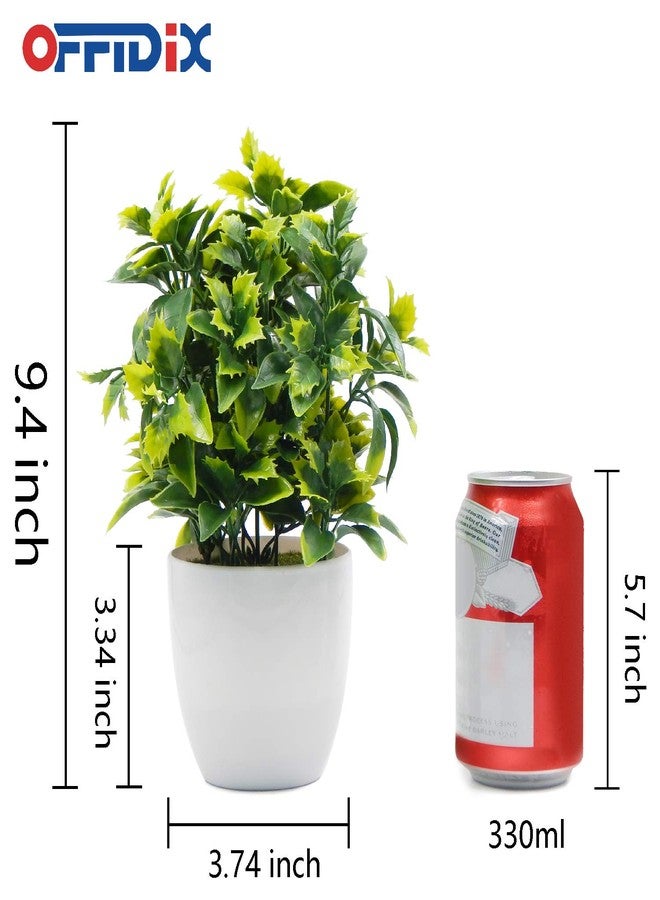 OFFIDIX Artificial Plastic Mini Plants in White Pot,Desk Plant Artificial Flowers with Vase,Small Faux Plastic Plants for Home Kitchen Garden Office Indoor Decor - Image 2