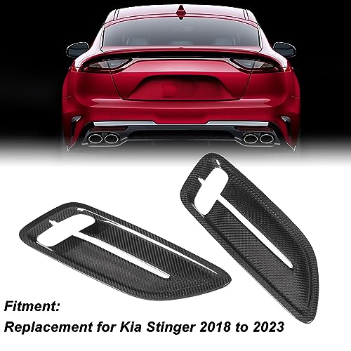 aqxreight Engine Hood Vent Cover, 2 Pcs Engine Hood Air Vent Cover Carbon Fiber Front Upper Bonnet Hood Air Outlet Cover Replacement for Kia Stinger 2018 to 2023 (Gloss Black Carbon Fiber) - Image 2
