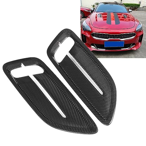 aqxreight Engine Hood Vent Cover, 2 Pcs Engine Hood Air Vent Cover Carbon Fiber Front Upper Bonnet Hood Air Outlet Cover Replacement for Kia Stinger 2018 to 2023 (Gloss Black Carbon Fiber) - Image 4