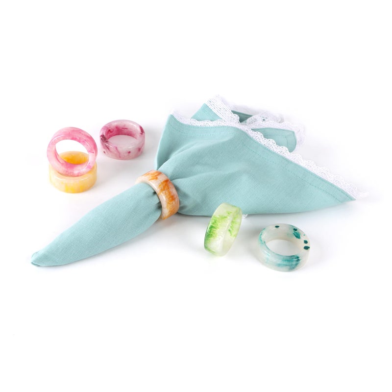 CLEENTABLE Epoxy Resin Napkin Rings Set - 12 Pcs Decorative Pastel Table Holders, 1.5" Dia, Art Deco Style - Ideal for Weddings, Dinner, Parties, Home, Dining, Gifting, Indoor & Outdoor (Multi) - Image 4