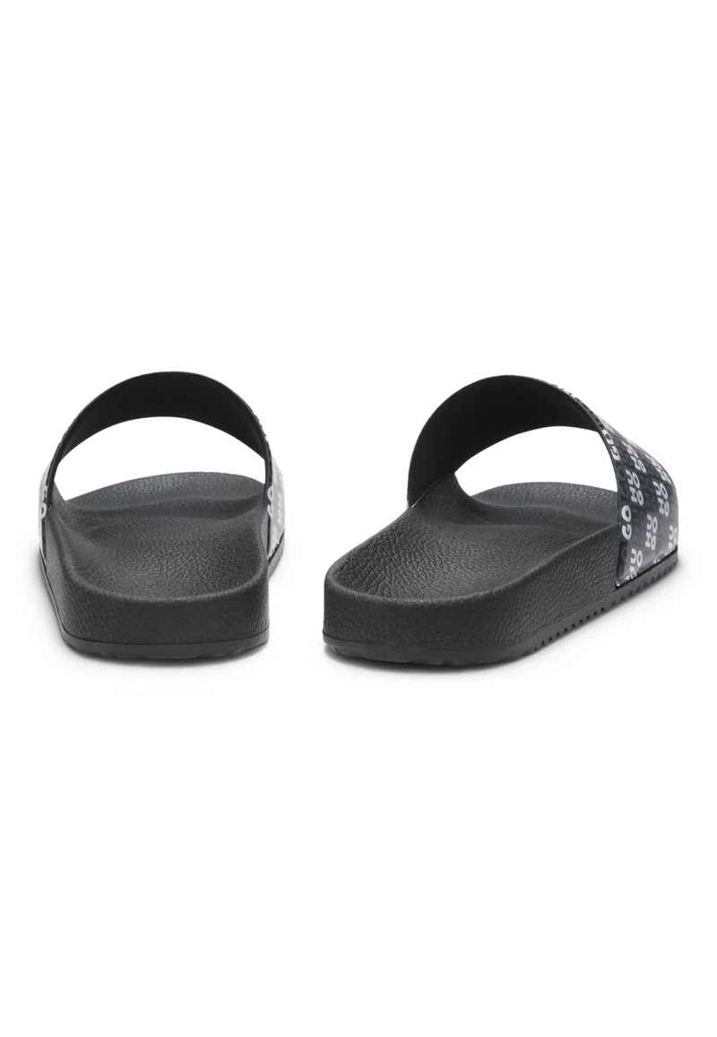 HUGO Italian-made slides with stacked-logo strap