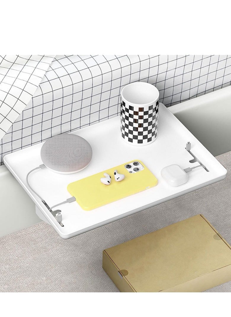 Bluejw Bedside Shelf, Bunk Bed & Top Bunk, College Dorm Room Essentials, Clip On Nightstand, Bed Side Table Tray Organizer, Dorm Room Decor, College Dorm Essentials - Cable Catch, White  - Image 2