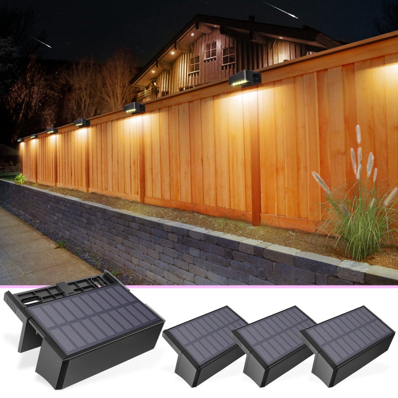 VOLISUN VOLISUN Solar Lights for Fence,4-Pack 1800mah Outdoor Solar Fence Lights Waterproof Led Color Glow Solar Lights for Step,Fence,Railing,Wall,Stairs  - Image 1