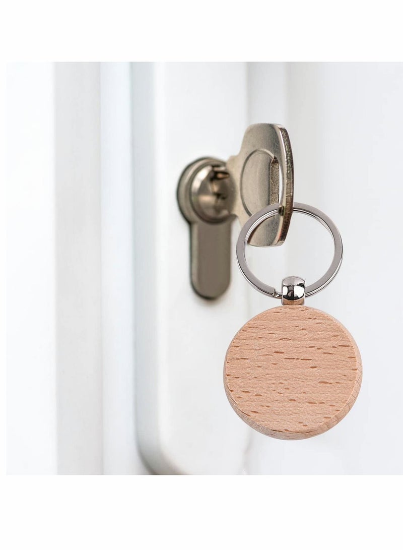Y&D 20 Pcs Key Chain, Wooden Keychain Blanks Wood Engraving Personalized Tags with Ring Unfinished for DIY Craft Accessories - Image 5