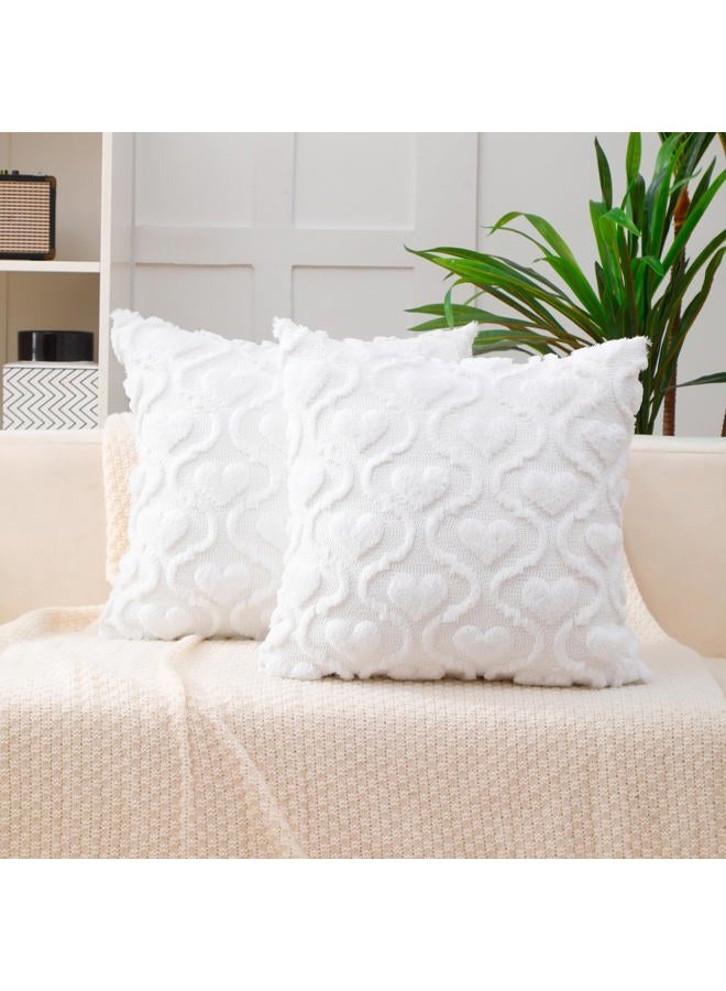 All Smiles Valentines Day White Throw Pillow Covers 18x18 Set of 2 Heart Love Cute Couch Decor Home Decoration Farmhouse Anniversary Wedding Cushion Cover for Gift Sofa - Image 1