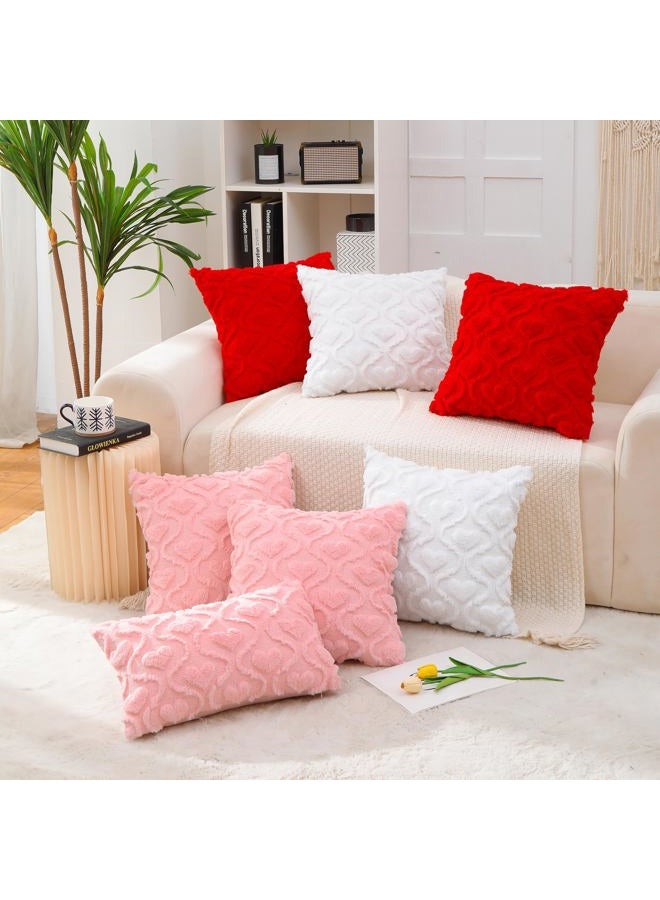 All Smiles Valentines Day White Throw Pillow Covers 18x18 Set of 2 Heart Love Cute Couch Decor Home Decoration Farmhouse Anniversary Wedding Cushion Cover for Gift Sofa - Image 4