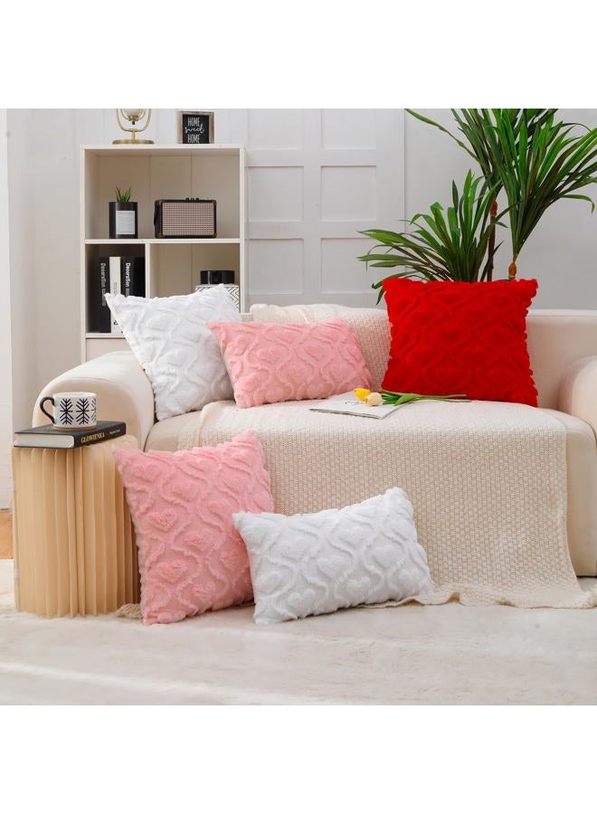 All Smiles Valentines Day White Throw Pillow Covers 18x18 Set of 2 Heart Love Cute Couch Decor Home Decoration Farmhouse Anniversary Wedding Cushion Cover for Gift Sofa - Image 3