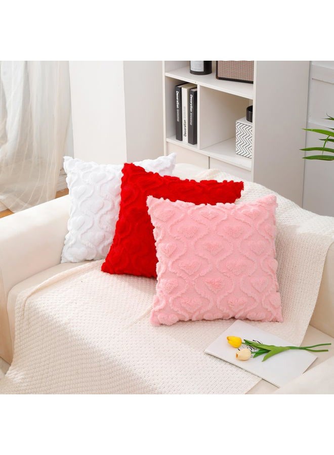 All Smiles Valentines Day White Throw Pillow Covers 18x18 Set of 2 Heart Love Cute Couch Decor Home Decoration Farmhouse Anniversary Wedding Cushion Cover for Gift Sofa - Image 2