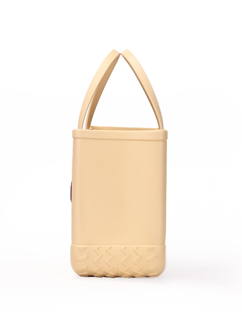 EVA Rubber Beach Tote Bag with 5 Summer Charms | Waterproof, Durable & Easy-to-Clean | Spacious Summer Beach Bag for Women & Family | (Peach - Medium) - Image 2