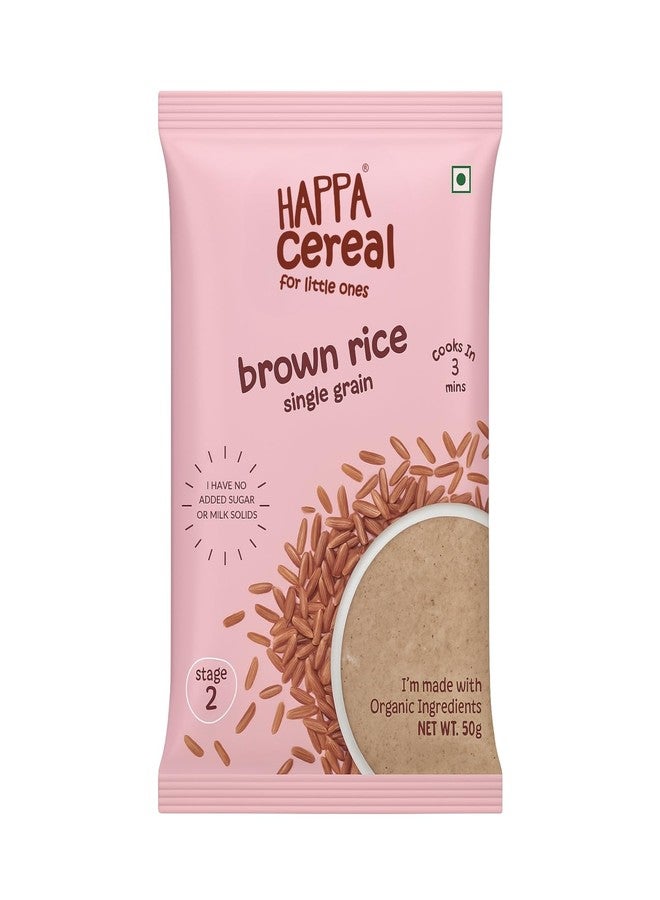 Happa Brown Rice Cereal for Babies | 1 Ingredient | No Sugar, Oil, Milk Powder, Flavours, Colours | Cooks in 3 Minutes | Stage 2 (6 Months+) | 50g Pack - Image 1