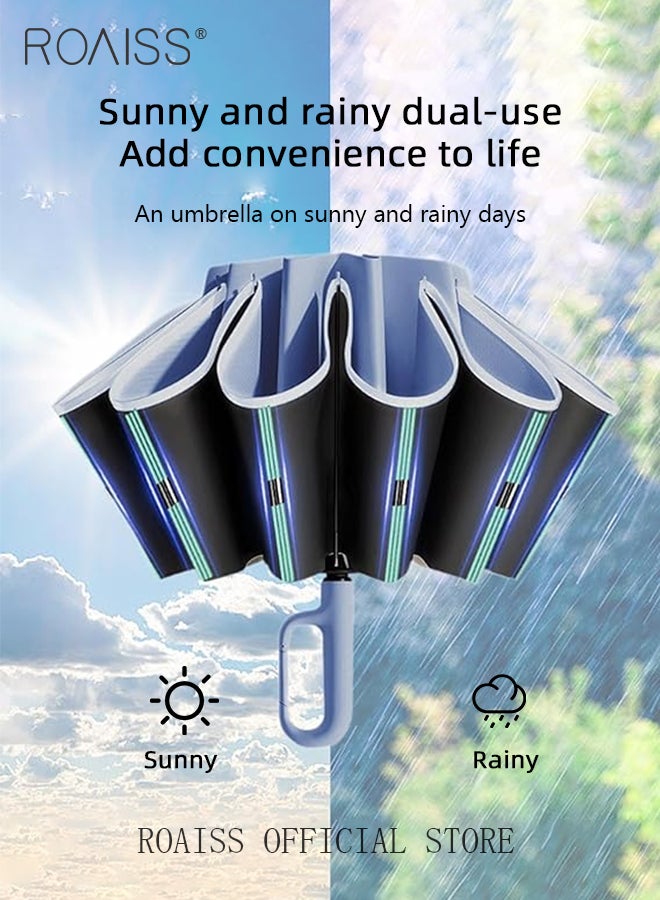 roaiss 60 Rib Fully Automatic Umbrella for Men Women Reverse Folding Dual Purpose Umbrella with Nano Waterproof Coating and Black Vinyl Layer Sun Protection Umbrella Cloth Highly Efficient Insulation UPF50+ - Image 2