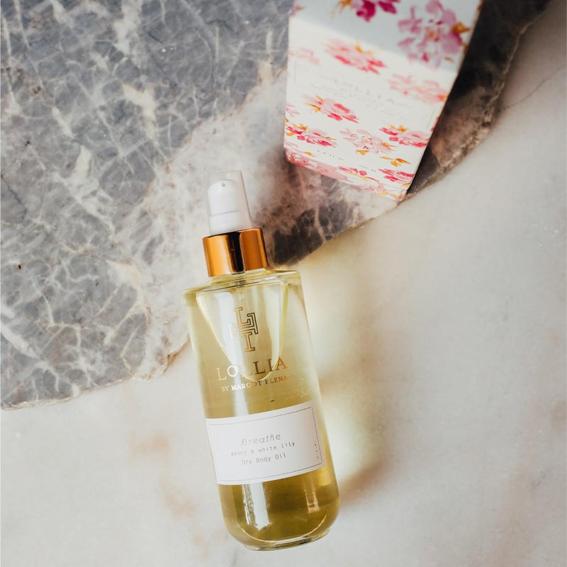 LOLLIA Breathe Dry Body Oil, 6.8 Fl. Oz. â€“ Peony & White Lily â€“ Womenâ€™s Scented, Moisturizing, Dry Body Oil for Women, For All Skin Types - Image 5