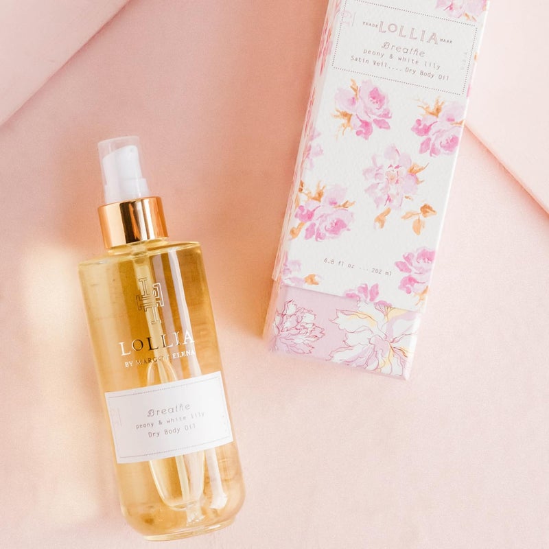 LOLLIA Breathe Dry Body Oil, 6.8 Fl. Oz. â€“ Peony & White Lily â€“ Womenâ€™s Scented, Moisturizing, Dry Body Oil for Women, For All Skin Types - Image 3