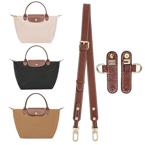 LOUKAYCCI Upgraded Leather Shoulder Strap for Longchamp Le Pliage S/M/L Bag Strap Kit Handbags Crossbody Adjustable Shoulder Strap (Brown) - Image 1