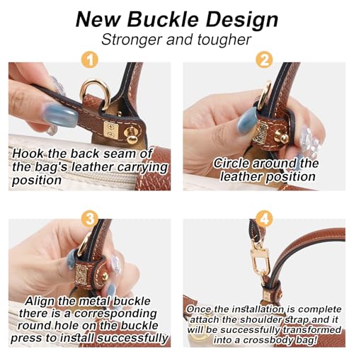 LOUKAYCCI Upgraded Leather Shoulder Strap for Longchamp Le Pliage S/M/L Bag Strap Kit Handbags Crossbody Adjustable Shoulder Strap (Brown) - Image 2