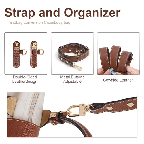 LOUKAYCCI Upgraded Leather Shoulder Strap for Longchamp Le Pliage S/M/L Bag Strap Kit Handbags Crossbody Adjustable Shoulder Strap (Brown) - Image 3