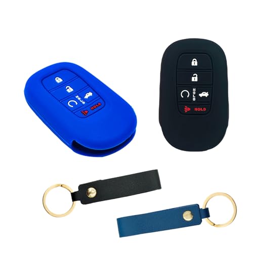 QKWL Key Fob Cover Car Keychain Key Fob Protector Compatible with Honda Civic Accord CrV HRV Pilot Sport Si EX EXL Touring 20222026 2 Pcs BlackBlue - Image 1