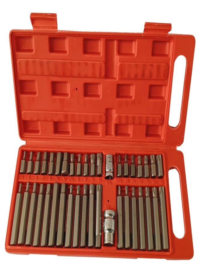 Inditrust 40pc Torx set Star Spline set Hex Allen Key Socket Bit Set 3/8 & 1/2 Drive Alan T20-t55 Socket Set (Pack of 40) (PLASTIC BOX) - Image 1