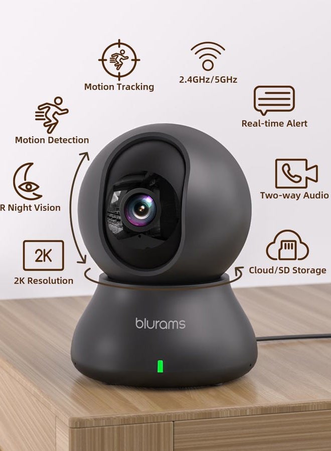 Blurams Security Camera, 2K Indoor Camera 360° Pet Camera for Home Security with Phone App, Motion Tracking, 2-Way Audio, IR Night Vision, Siren, Compatible with Alexa & Google Assistant(2.4GHz ONLY) - Image 3