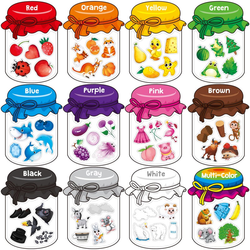 12 Pieces Magnetic Color Sorting Toys 60 Color Magnets Educational Refrigerator Whiteboard for Baby Toddlers Kids Magnets