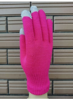 Generic Touch Screen Knitted Gloves Thick Warm Winter Rose Red 