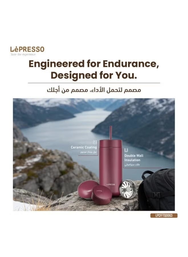 Lepresso Tripplequench Insulated 470ml Double Wall With 3 Lid Tumbler - Image 2