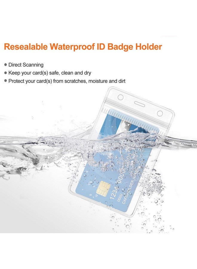 حامل شارة الهوية الشفاف مع حبل قصير مقاوم للماء وشاشة عرض عمودية وواقي بطاقة الاسم مع سحاب وحامل بطاقة الاسم قابل للإغلاق (أسود 6 قطع) - Image 4