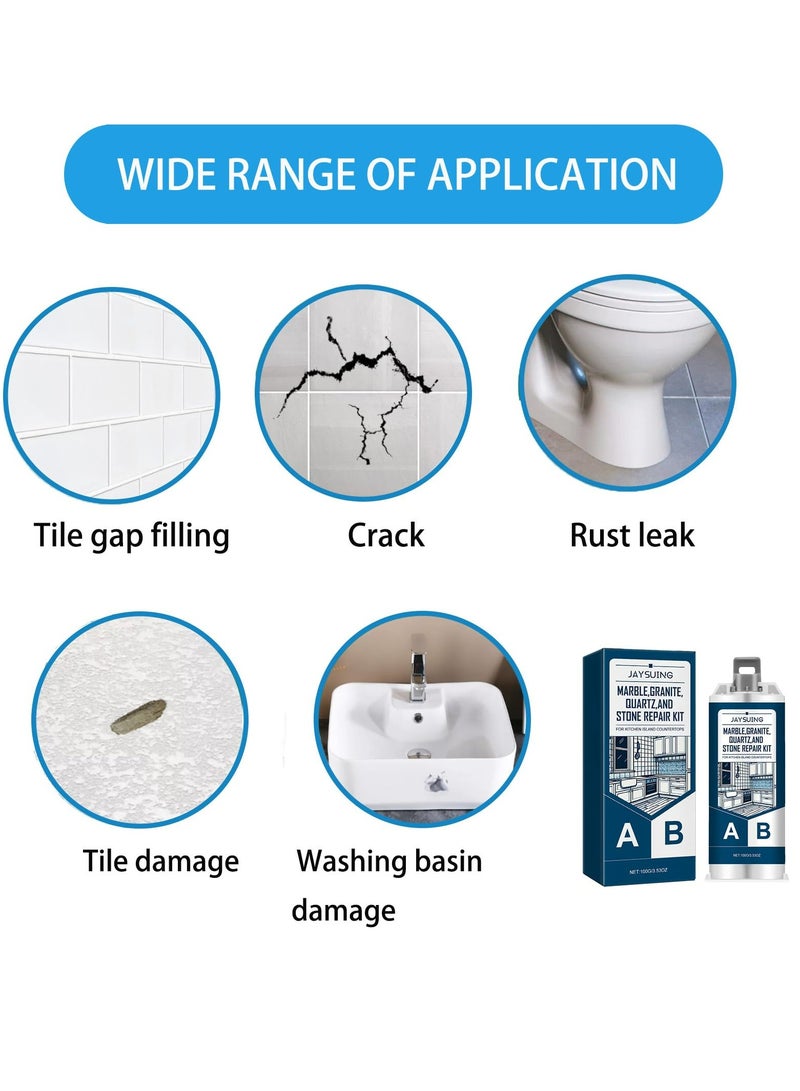 Porcelain Repair Kit, 3.53OZ Tub Repair Kit White, Porcelain Sink Repair Kit for Tile Chips, Cracks, Holes and Scratches, Fiberglass Quick Repair Kit for Tile, Acrylic, Enamel, Ceramic Tile  - Image 5