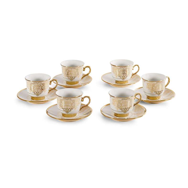 Pan Home Makena 12-Piece Espresso Cup Saucer Set 90Ml -White Gold - 176CFY9900058 - Image 3