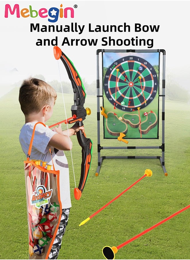 MEBEGIN - 3 in 1 Double-sided Golf Mat Set with Storage Bag, Golf and Dart Practice Mat Set with Golf Club, 12 Sticky Balls and 10 Darts, Bow and Arrow Game Set with Arrow Bag and 6 Arrows, Suitable for Family Gatherings, Parties, School Events or Any Indoor Outdoor Activities - Image 1