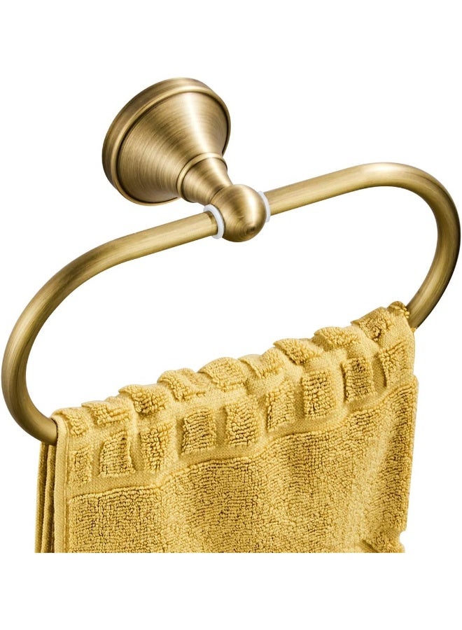 Flybath Oval Towel Ring Antique Brass Hanger Hand Towel Holder for Bathroom Kitchen Accessories Wall Mounted, Brushed Bronze - Image 1