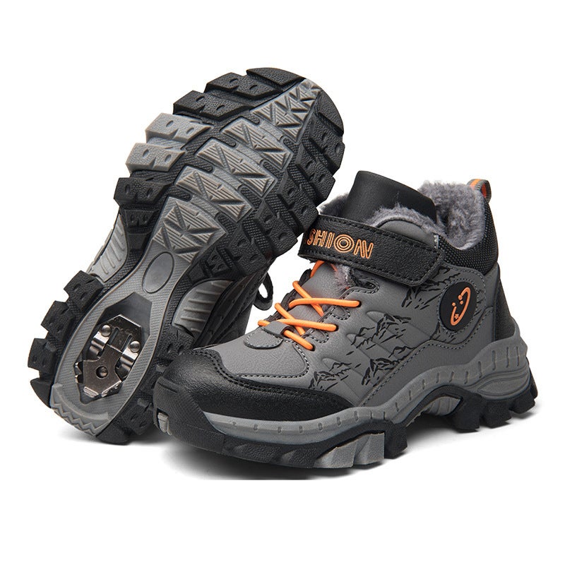 Kidsren'S Cotton Shoes 2025 Outdoor Hiking Shoes Boys' Fleece-Lined Thickeneded Warm Cotton Shoes - Image 2